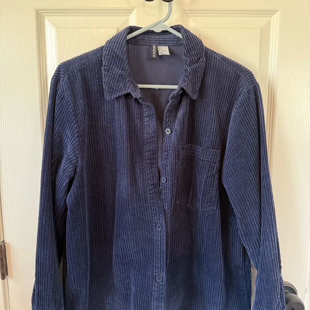 H&M Navy Blue Corduroy Button-Up